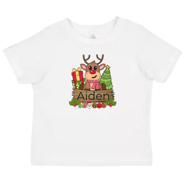 Boys’ Personalized Reindeer Christmas Kids T-shirt