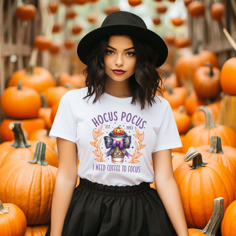 Hocus Pocus I Need Coffee to Focus Halloween Graphic Tee