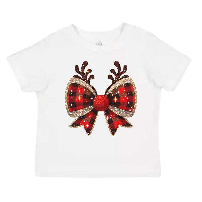 Reindeer Bow Christmas Kids T-shirt