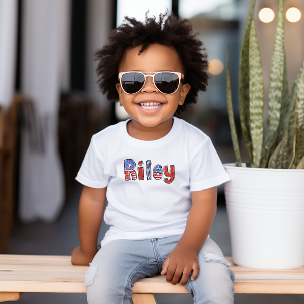 Personalized Patriotic 4th of July Name T-Shirt for Boys