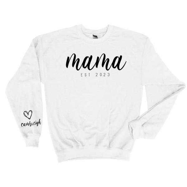 Custom Mama EST. Sweatshirt with Elegant Script Design