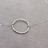 Organic Hammered Sterling Silver Karma Necklace, Thick 1.25" Circle