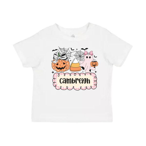Girls Pumpkin Patch Pals Personalized Halloween Shirt for Kids