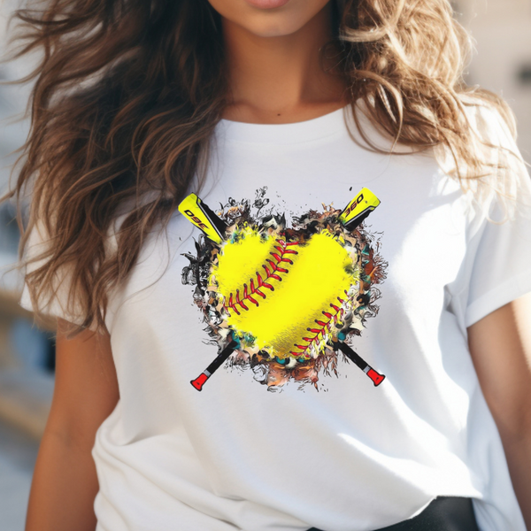 Softball Heart with bats T-Shirt