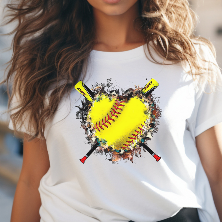 Softball Heart with bats T-Shirt