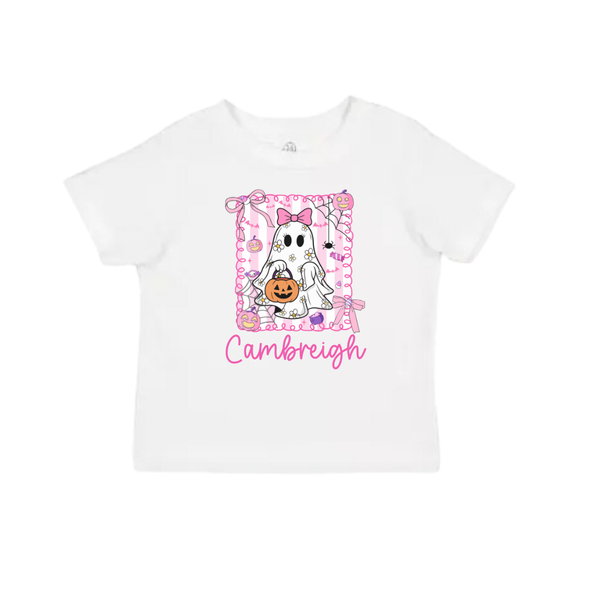 Girly Ghost Personalized Halloween Shirt for Kids