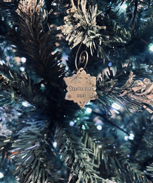 Small Personalized Snowflake Christmas Ornament, Snowflake #1 name ornament