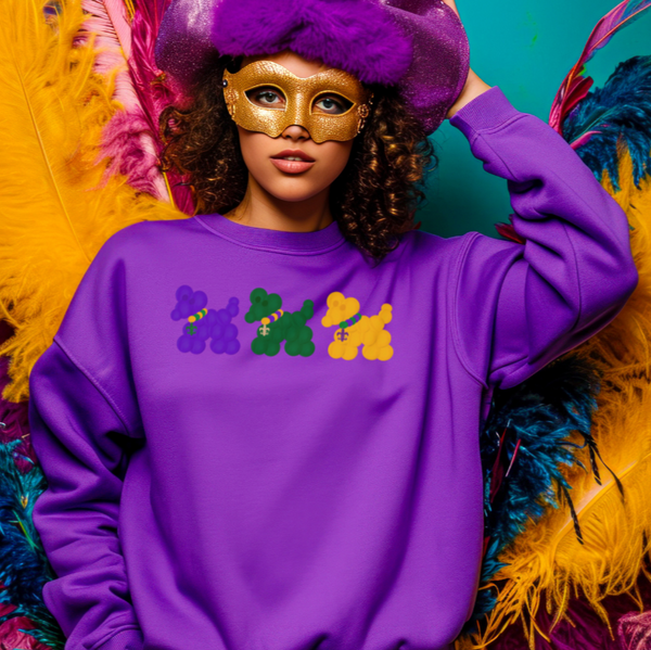 Balloon dogs Mardi Gras Sweatshirt  purple