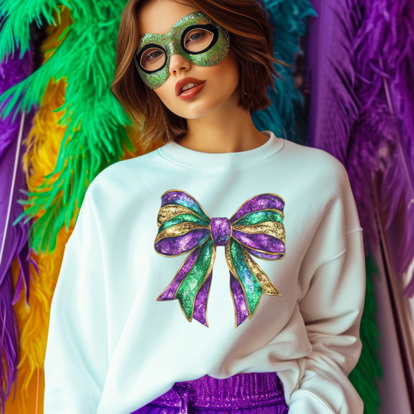 Bow Mardi Gras sweatshirt