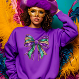 Bow Mardi Gras sweatshirt purple