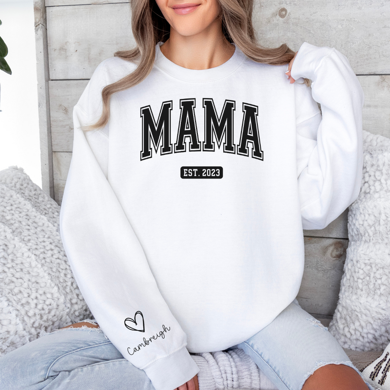 Custom Mama EST. Sweatshirt with Bold Block Letters