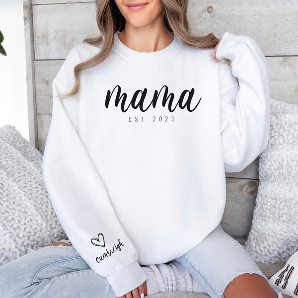 Custom Mama EST. Sweatshirt with Elegant Script Design