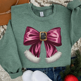 Pink Santa Bow Christmas Sweatshirt