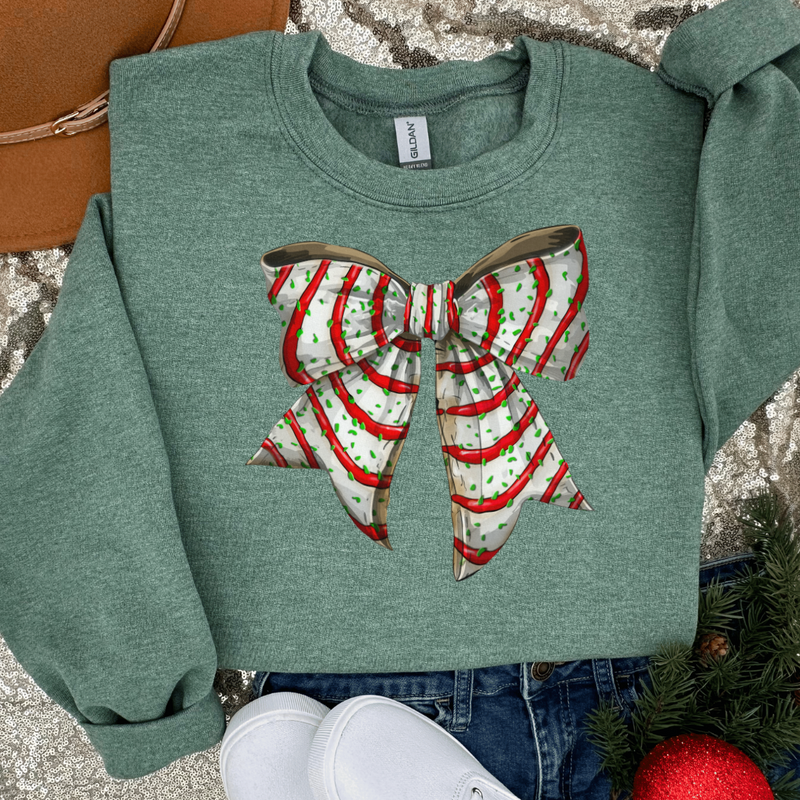 Snack Cake Bow Christmas Sweatshirt