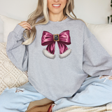 Pink Santa Bow Christmas Sweatshirt