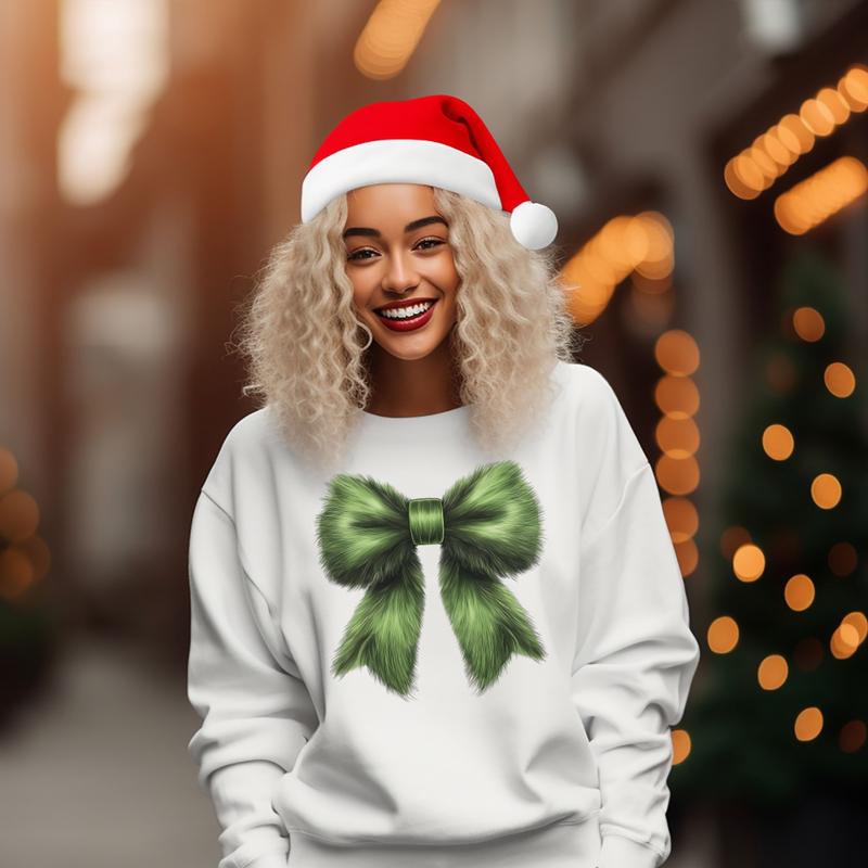 Mean Guy Green Bow Christmas Sweatshirt