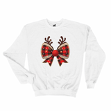 Buffalo Plaid Reindeer Bow Christmas Sweatshirt