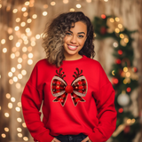 Buffalo Plaid Reindeer Bow Christmas Sweatshirt