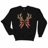 Faux Glitter Reindeer Antler Bow Christmas Sweatshirt