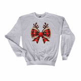 Buffalo Plaid Reindeer Bow Christmas Sweatshirt