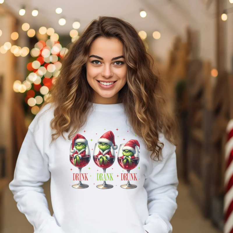 Drink Drank Drunk Mean One Christmas sweatshirt