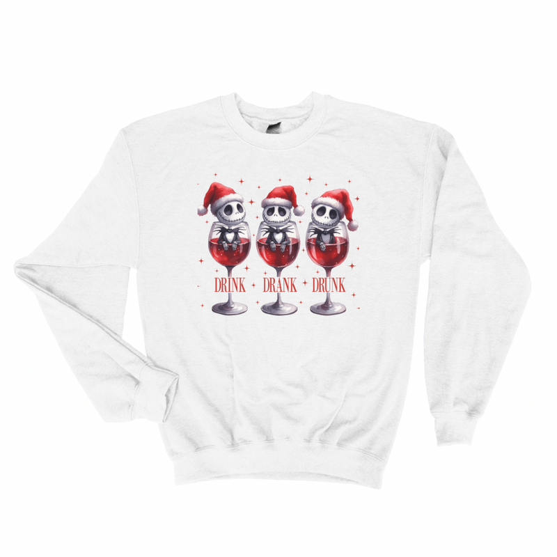 Drink Drank Drunk Skeleton Christmas Sweatshirt