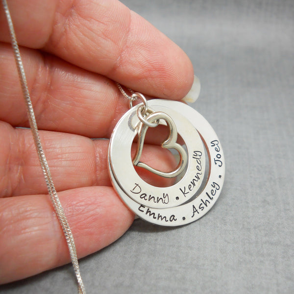 Sterling silver double washer mother's necklace with quote - Sweet Tea & Jewelry