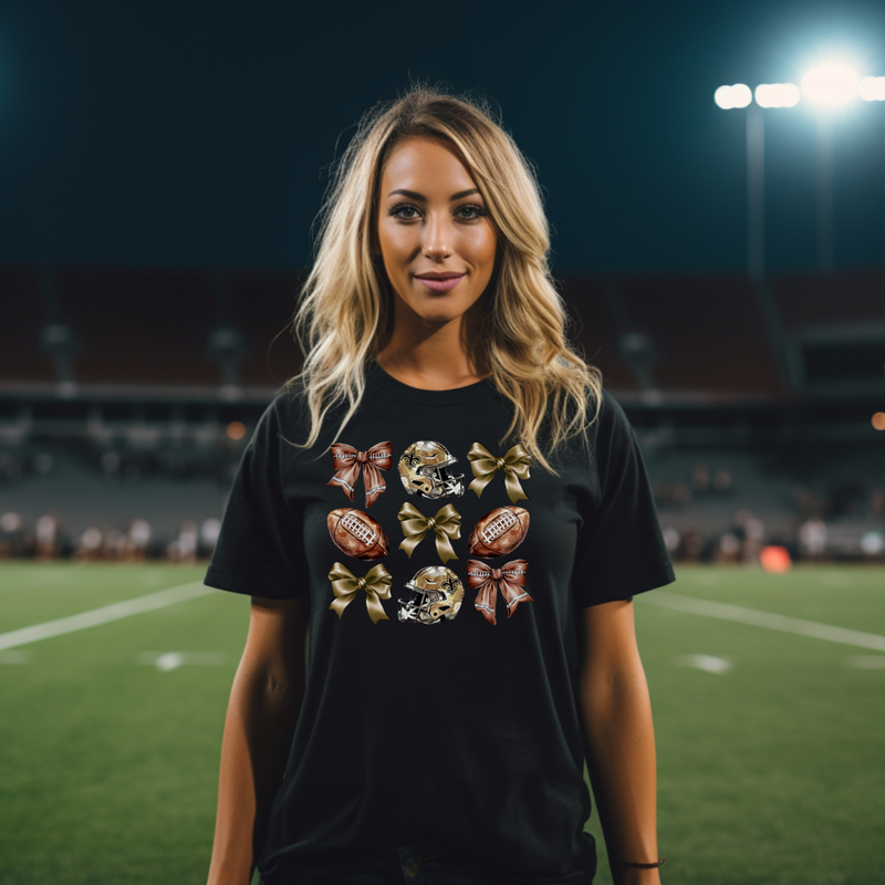 Coquette Saints Football T-Shirt in black