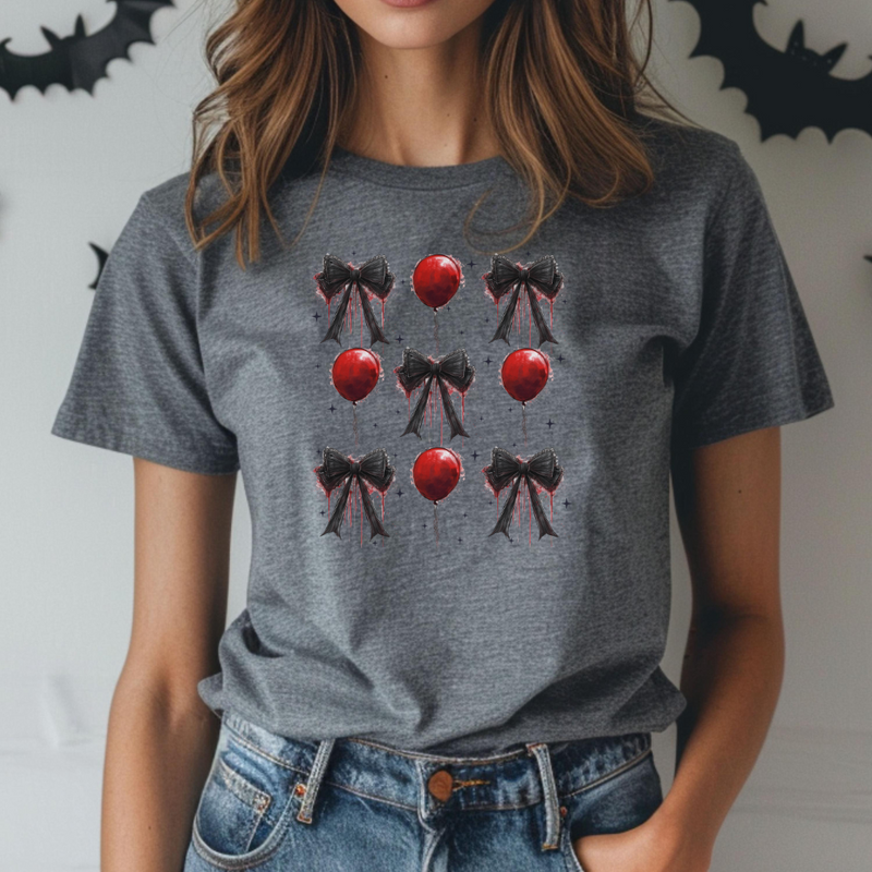 Coquette Red Balloon Halloween Graphic Tee