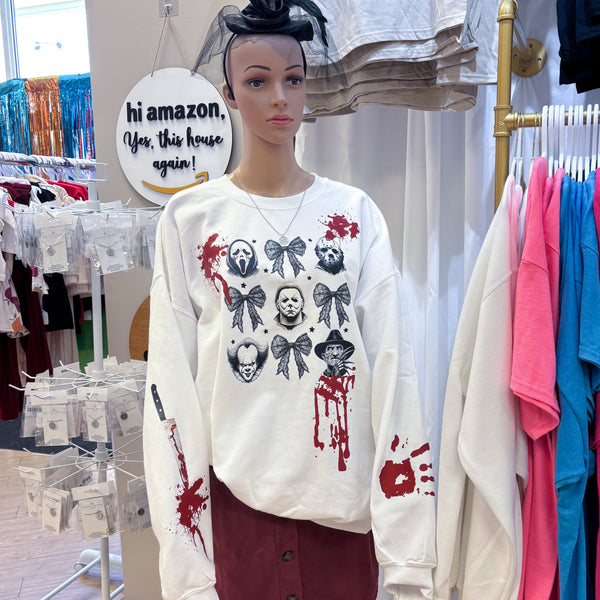 Halloween Blood Spatter Horror Friends Coquette Sweatshirt – Limited Edition