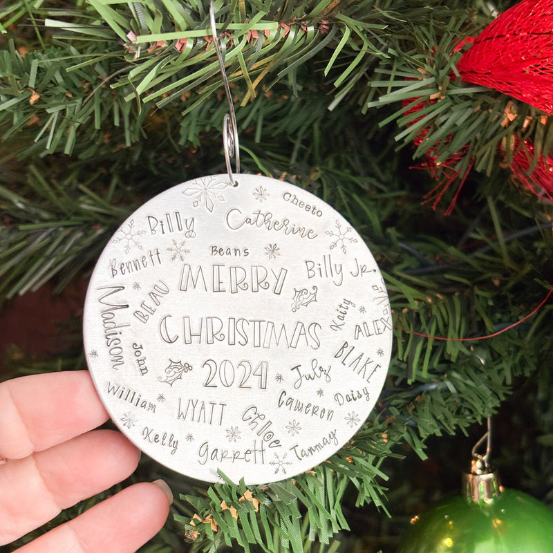 Large family ornament, Merry Christmas