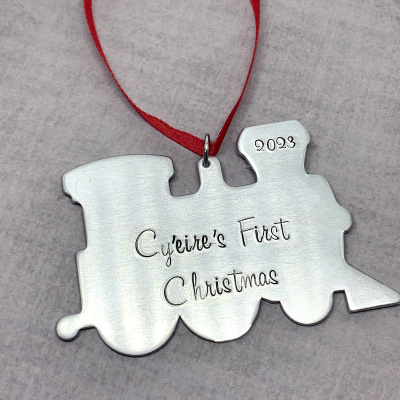 Personalized Baby's First Christmas Ornament, train ornament