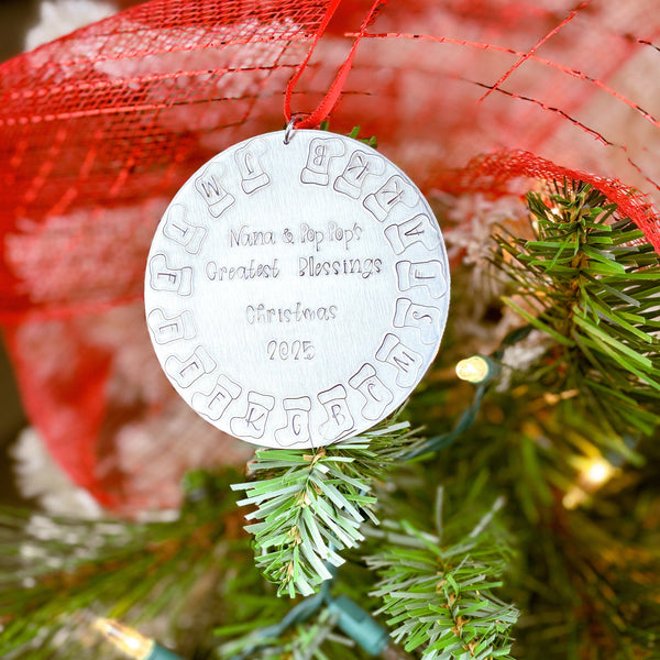 Grandkids names ornament, Initial stockings ornament