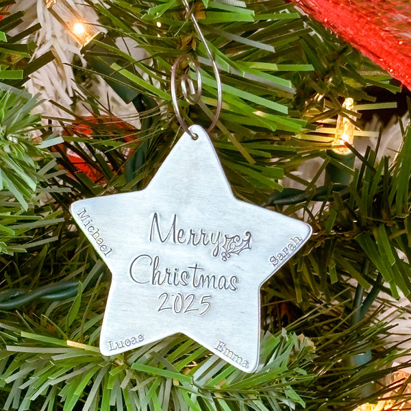 Personalized Star Christmas Ornament, Custom Star Ornament