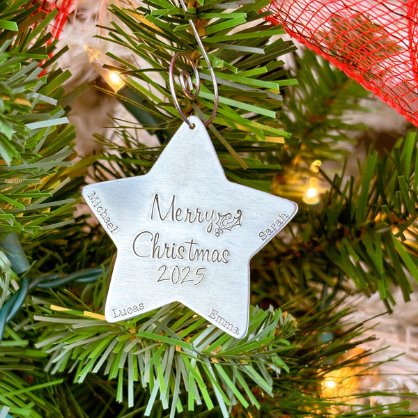 Personalized Star Christmas Ornament, Custom Star Ornament