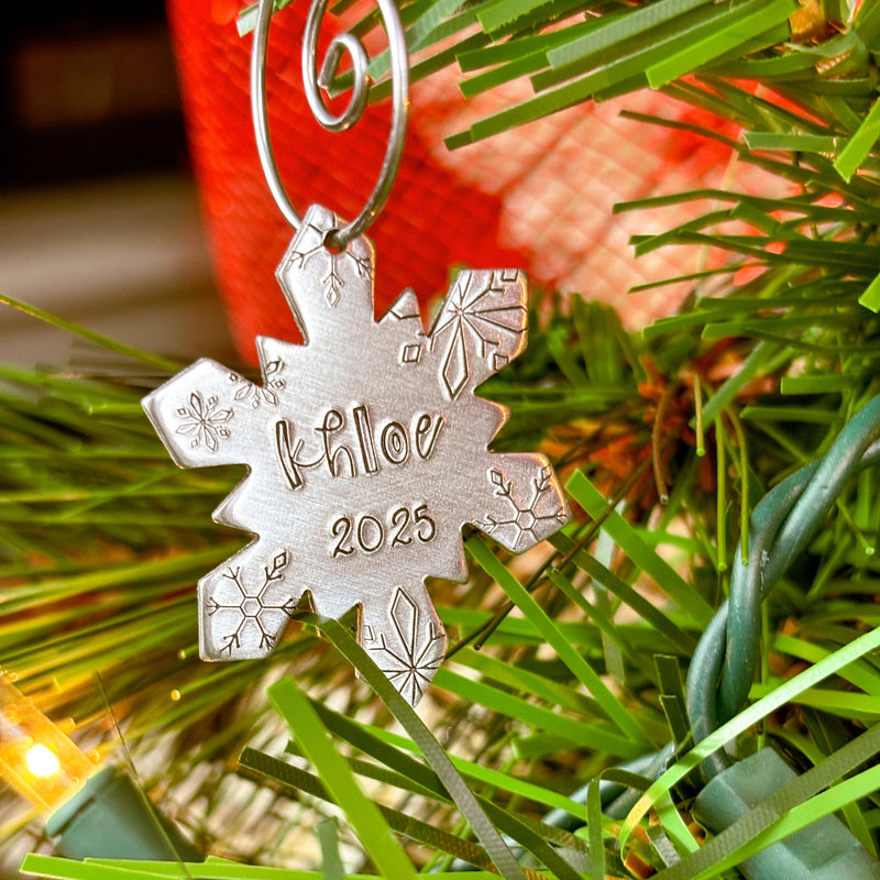 Small Personalized Snowflake Christmas Ornament, Snowflake #2 name ornament