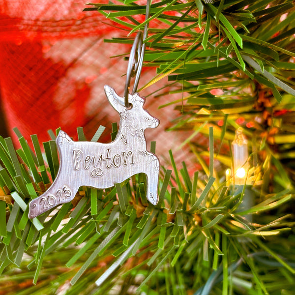 Personalized Reindeer Ornament, Small Name Ornament