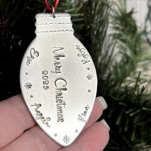 Personalized Christmas Light Bulb Ornament