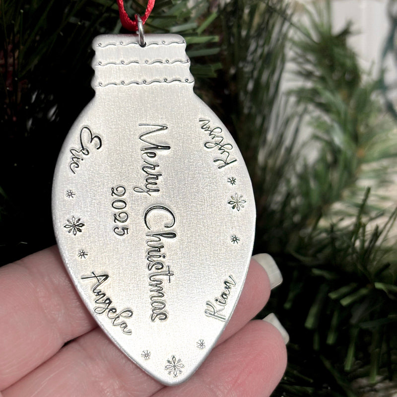 Personalized Christmas Light Bulb Ornament