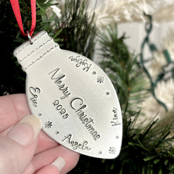Personalized Christmas Light Bulb Ornament