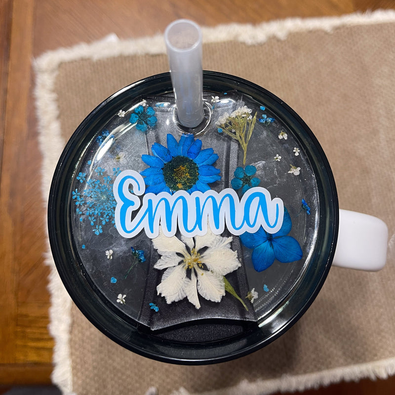 Pressed Flower Tumbler Topper for 40oz Stanley cups and dupes