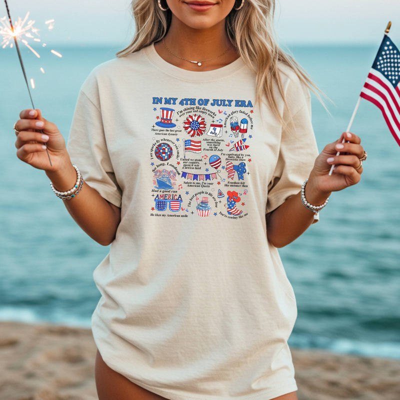 In My 4th of July Era T-Shirt comfort colors Ivory