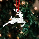 Large Reindeer Christmas ornament with multiple fonts, personalized Christmas ornament