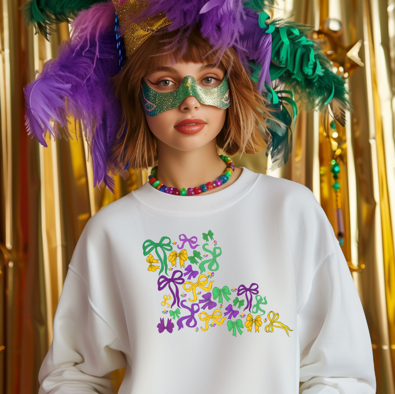 Louisiana Bows Mardi Gras sweatshirt