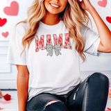 MAMA Valentine’s T-Shirt | Cute Leopard Bow Tee | White