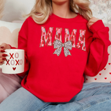 Mama Valentine’s Sweatshirt | Cute Leopard Bow Crewneck Sweatshirt | Red