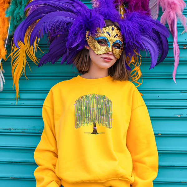 Mardi Gras Tree Sweatshirt gold