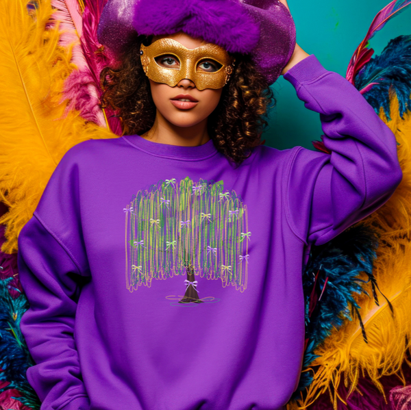 Mardi Gras Tree Sweatshirt purple