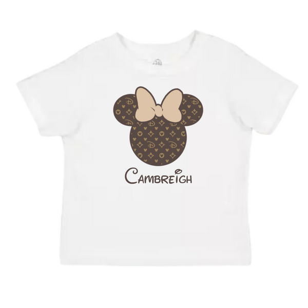 Personalized luxury Minnie Inspired Designer Print T-Shirt – Custom Name shirt