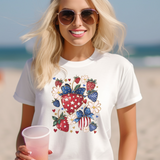 Patriotic Strawberry T-shirt white Gildan T-shirt